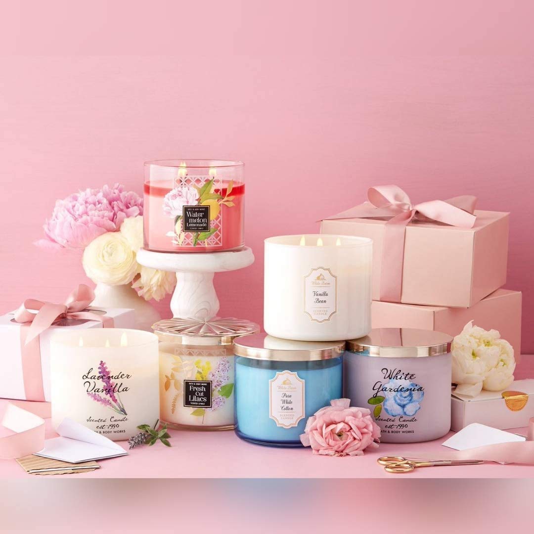 Bath & Body Works White Barn Peach Bellini vela perfumada com 3
